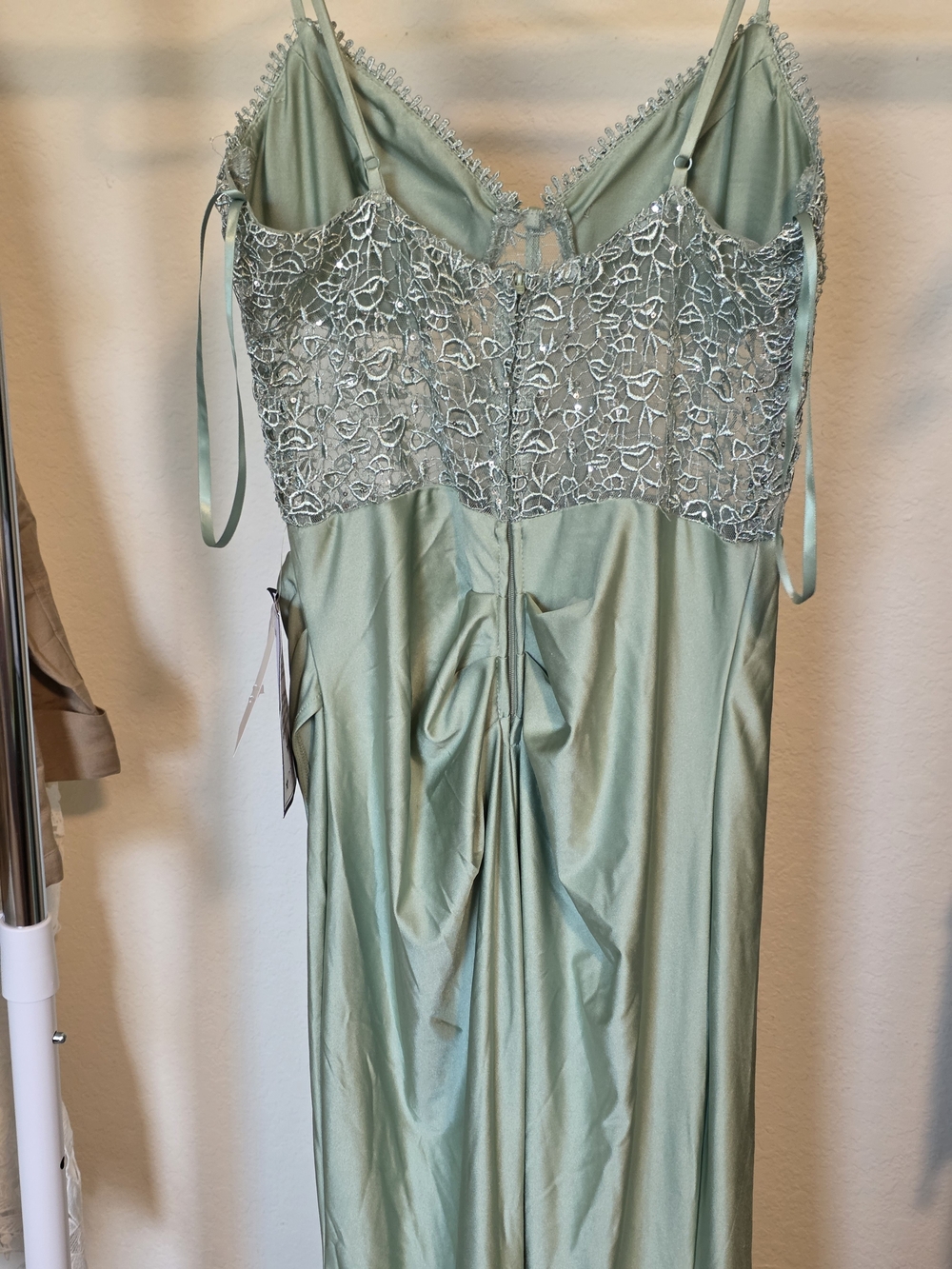 B Darlin Sage Beaded Bustier Prom Juniors' Strappy SequinedLace Maxi Dress 13/14 - Picture 8 of 11